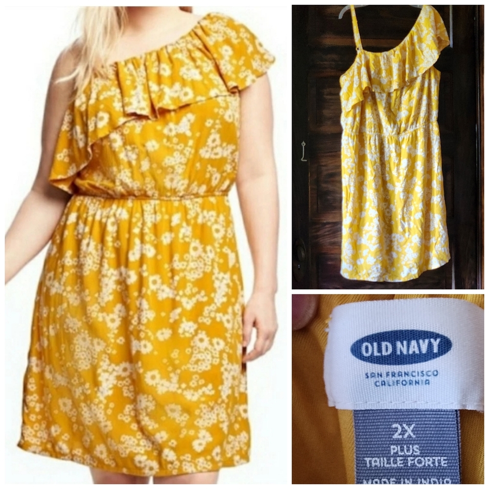 Old Navy Yellow Floral One Shoulder Ruffled Sundress Plus Sz 2x - Picture 11 of 13
